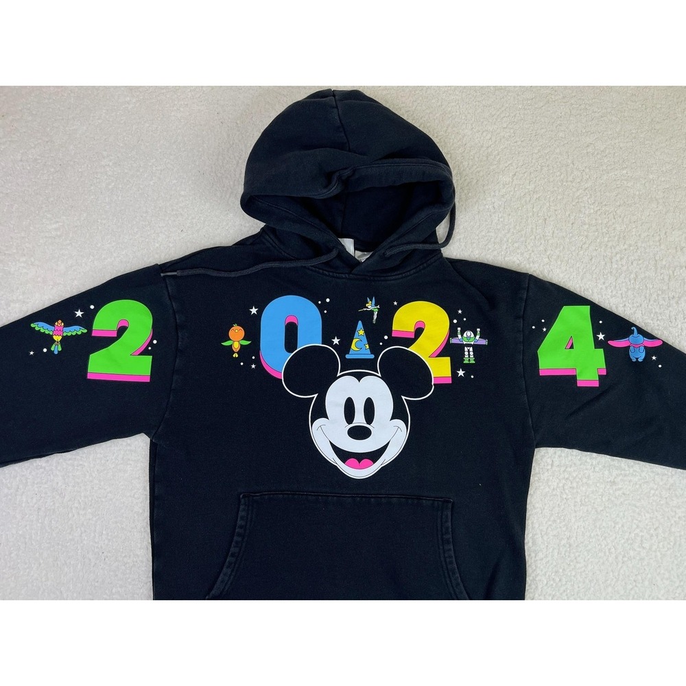 Disney Hoodie Mens XS Black Disneyland Resort 2024 Mickey Mouse Pixar Graphic